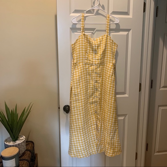 Cynthia Rowley Dresses & Skirts - Cynthia Rowley Linen Yellow Gingham Dress 6
